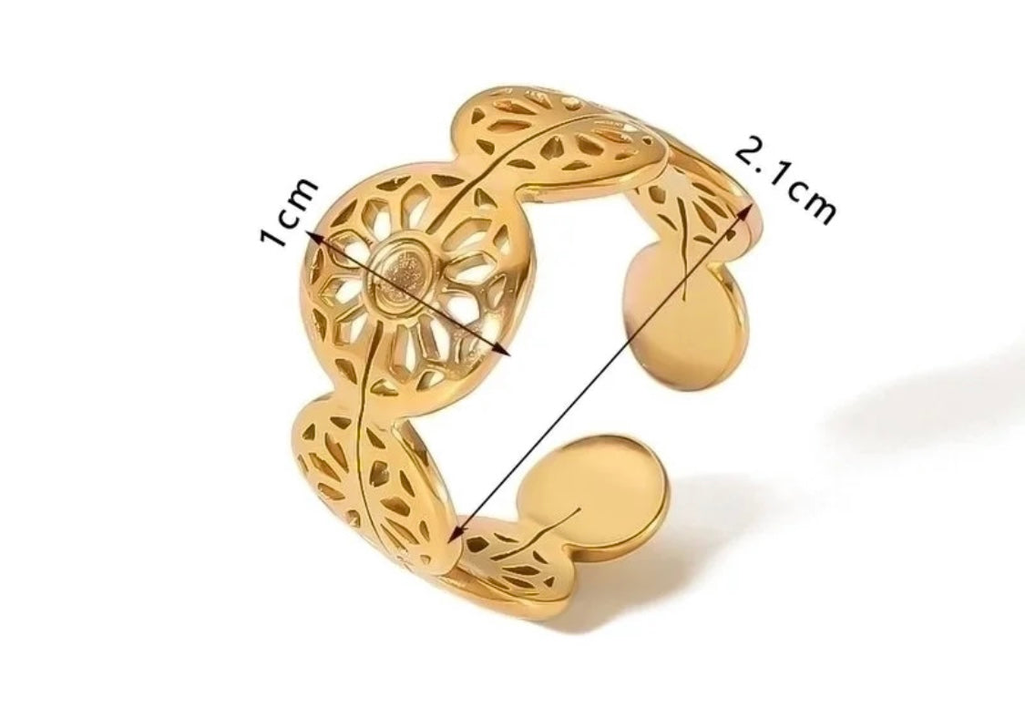 Bague Fleur de Vie – Acier inoxydable ajustable