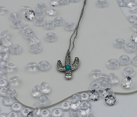 Collier Cactus Vintage – Lueur Turquoise