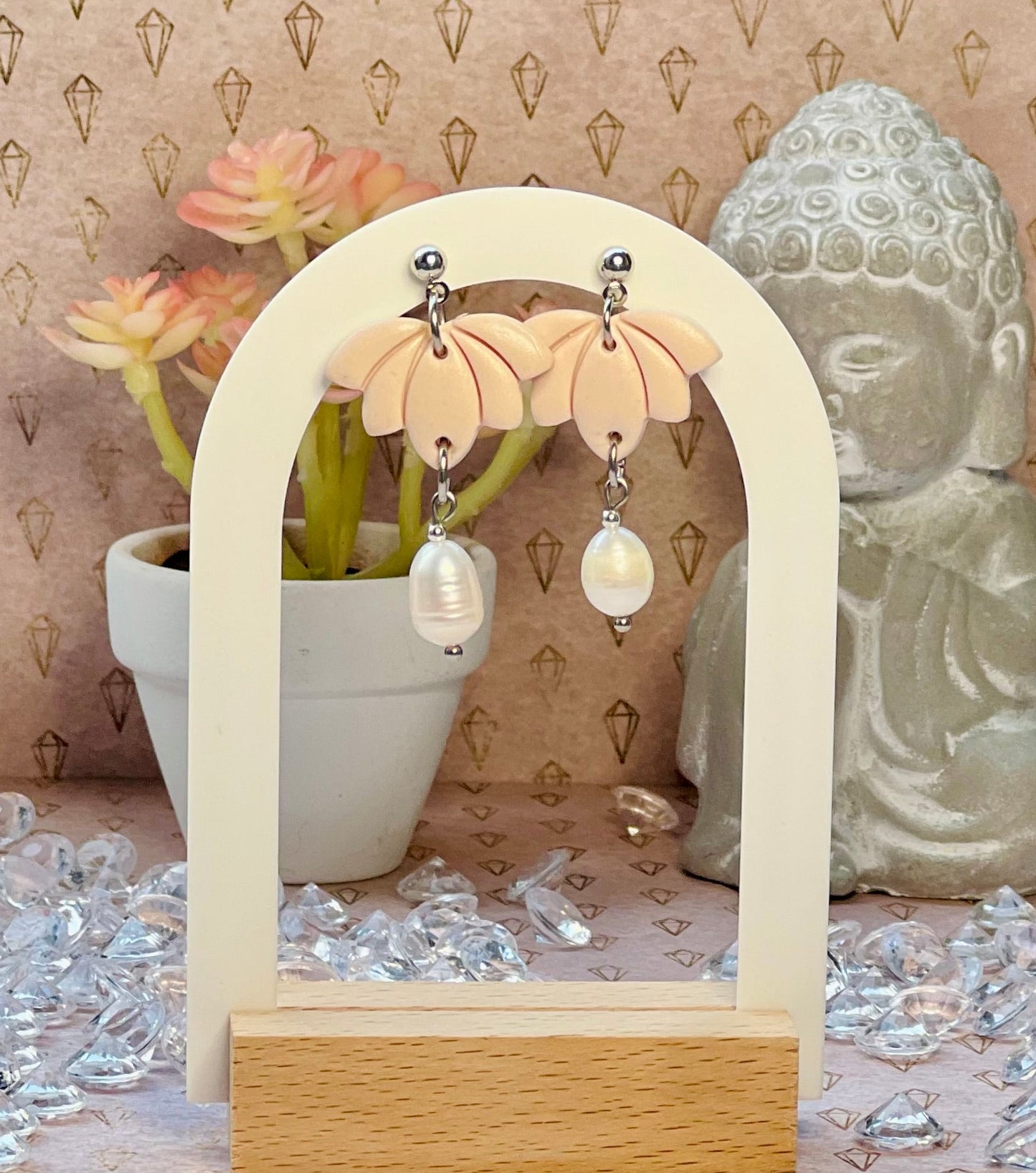 Boucles d'oreilles - Lotus perlé