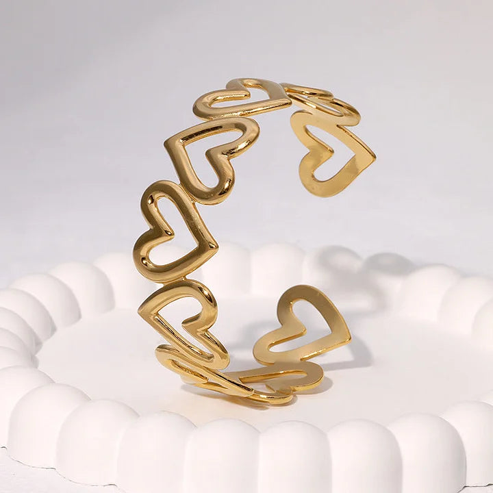 Bague Cœur à cœur – Ajustable en acier inoxydable