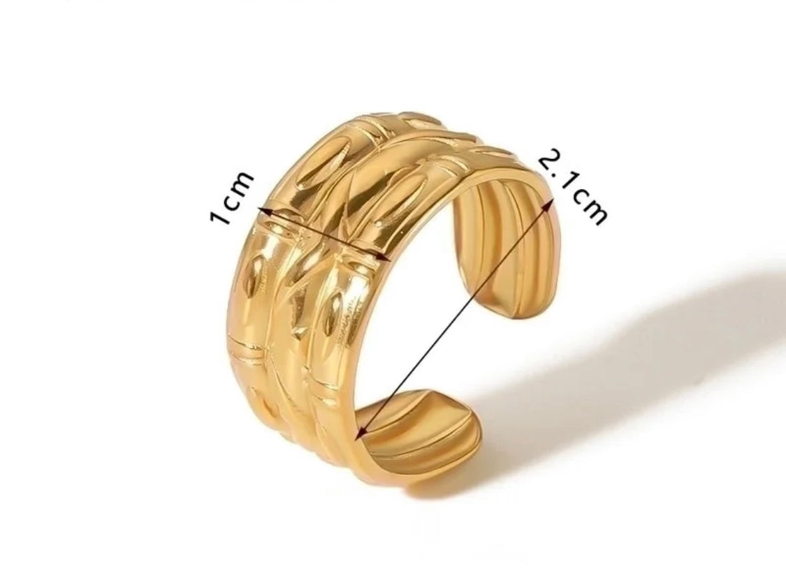 Jonc minimaliste embossé – Acier inoxydable ajustable