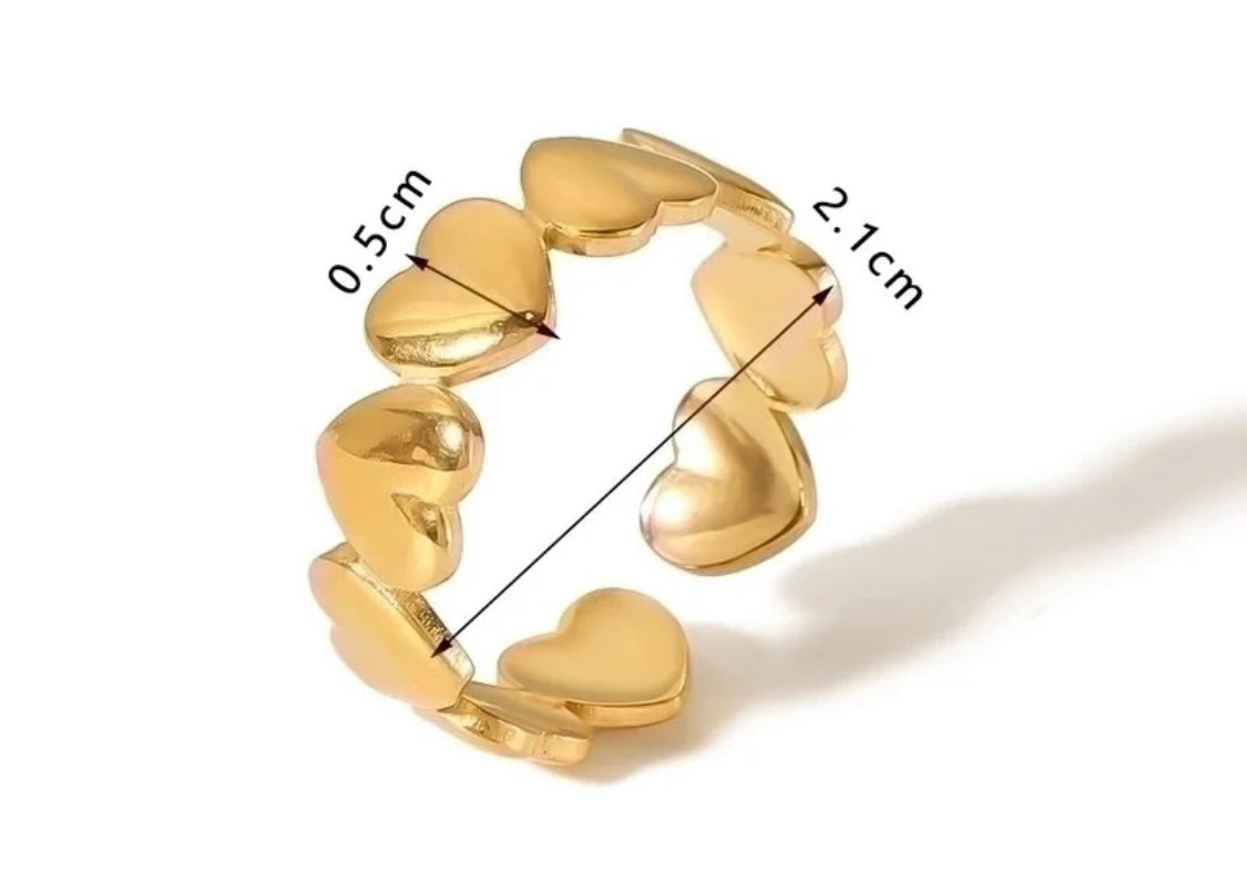 Bague Chaîne de Cœurs – Acier inoxydable ajustable