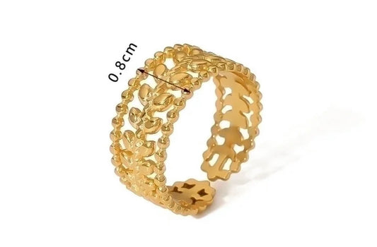 Bague Feuille Élégante – Jonc ajustable en acier inoxydable