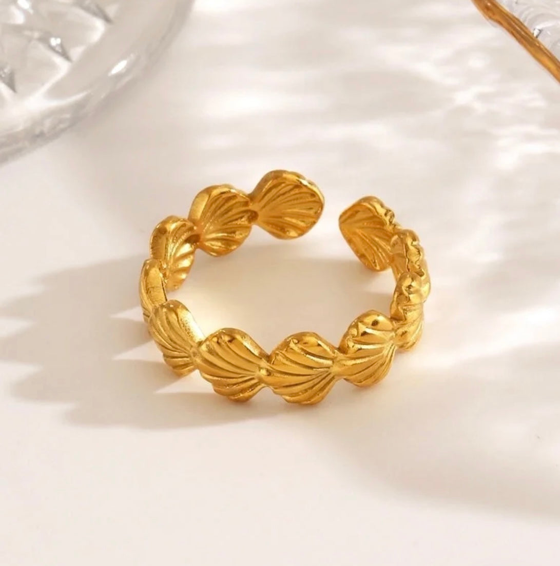 Bague Océan – Acier inoxydable ajustable avec coquillages