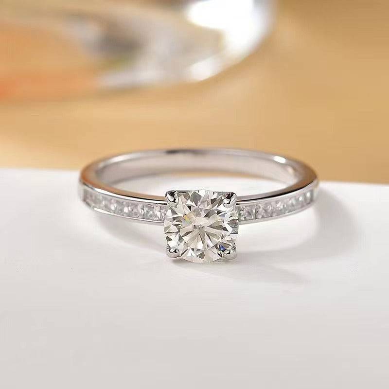 2 Carat Moissanite Engagement Ring – Elegant 925 Sterling Silver with Zircon Accents - Creavibe