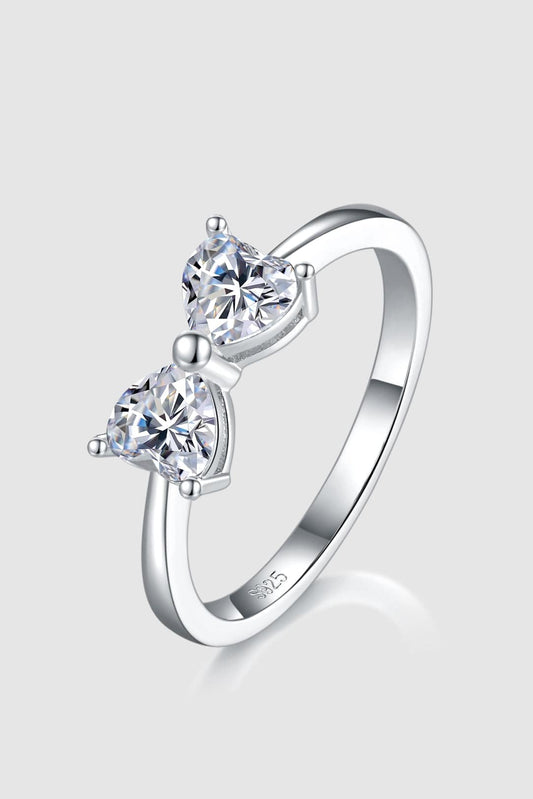 Elegant 1 Carat Moissanite Bow Ring – Sterling Silver Design - Creavibe