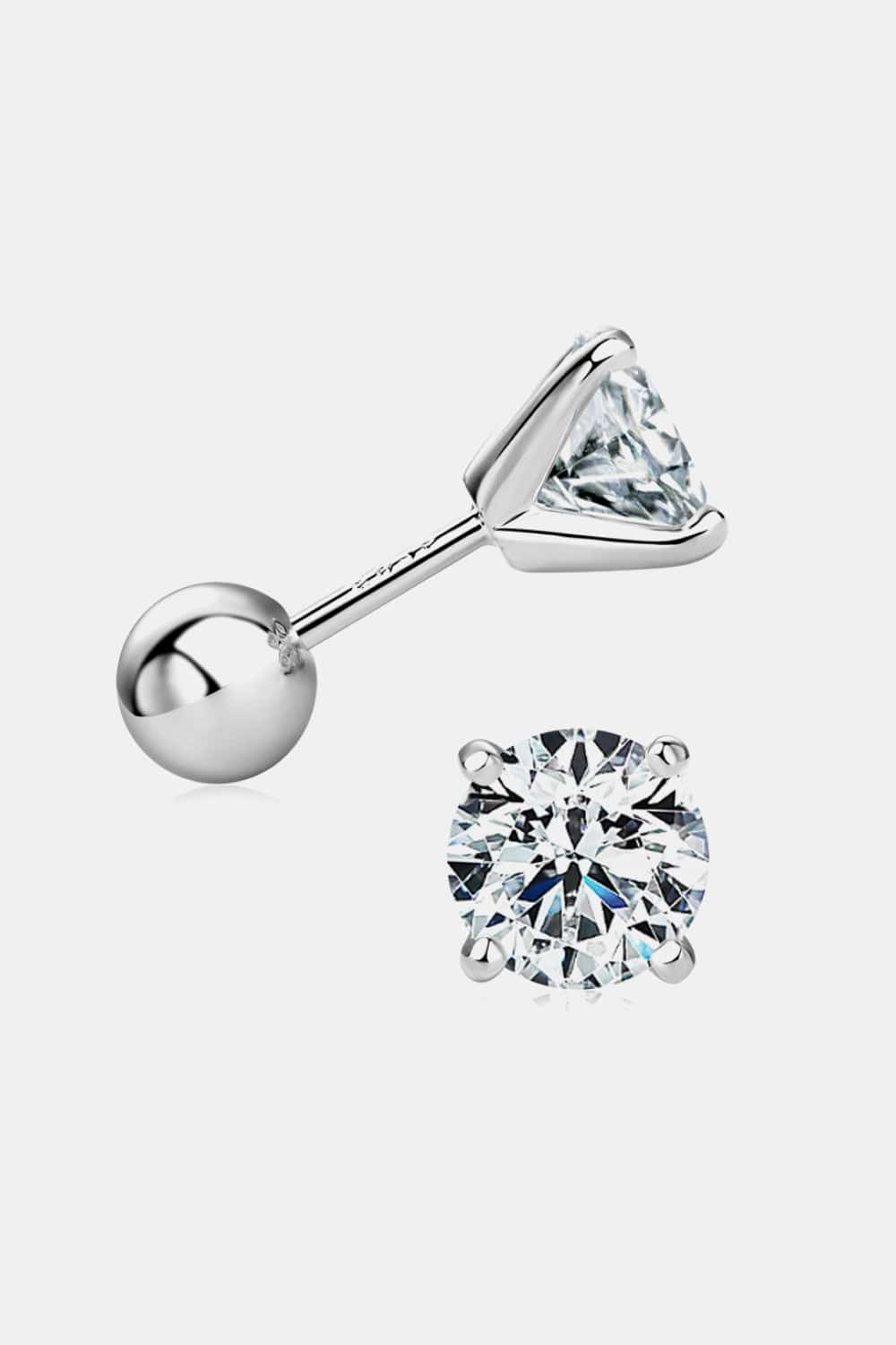 2 Carat Moissanite 925 Sterling Silver Stud Earrings - Creavibe