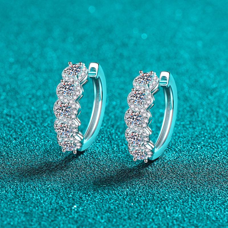 1 Carat Moissanite Zircon 925 Sterling Silver Huggie Earrings - Creavibe