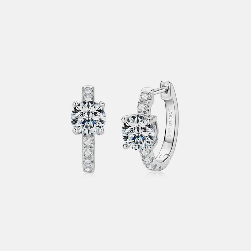 2.36 Carat Moissanite Zircon 925 Sterling Silver Hoop Earrings - Creavibe