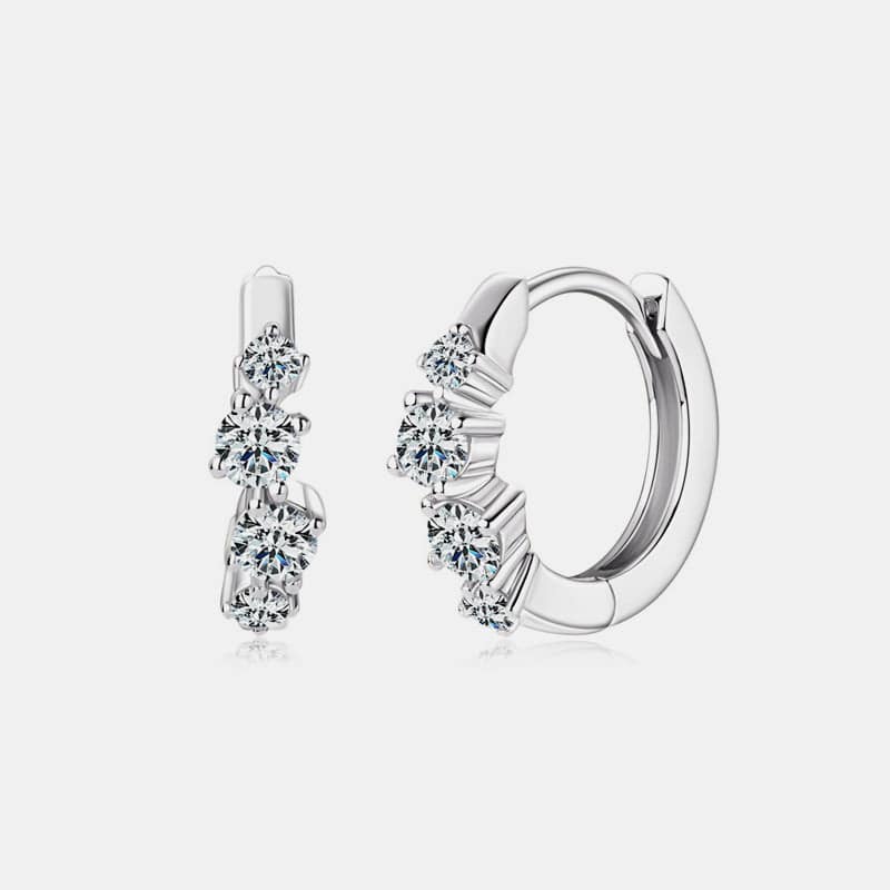 925 Sterling Silver Moissanite Huggie Earrings - Creavibe