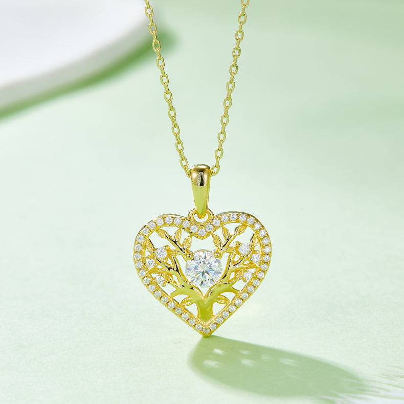 Moissanite 925 Sterling Silver Heart Shape Necklace - Creavibe