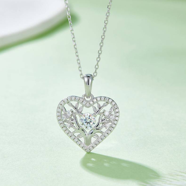 Moissanite 925 Sterling Silver Heart Shape Necklace - Creavibe