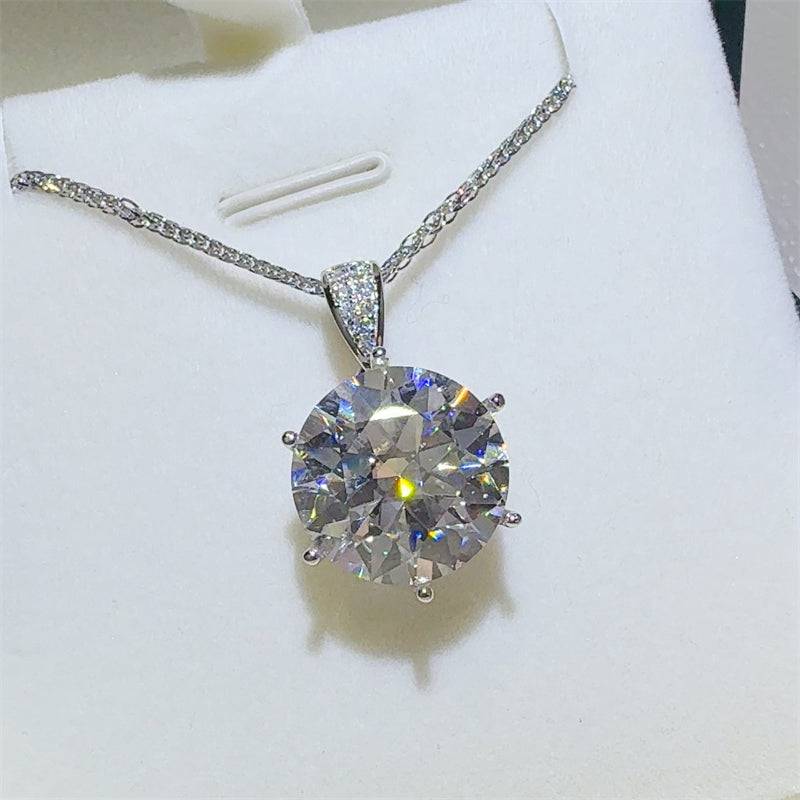 10 Carat Moissanite 925 Sterling Silver Pendant Necklace - Creavibe