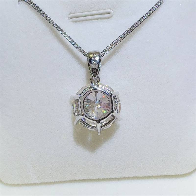 10 Carat Moissanite 925 Sterling Silver Pendant Necklace - Creavibe