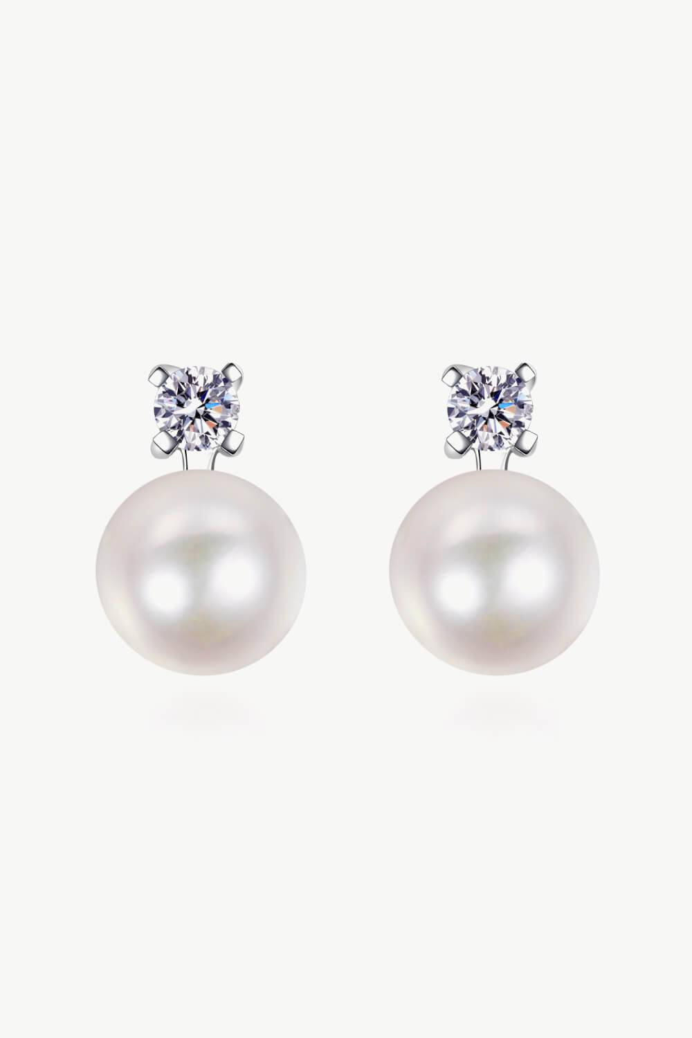 Moissanite Pearl Stud Earrings - Creavibe