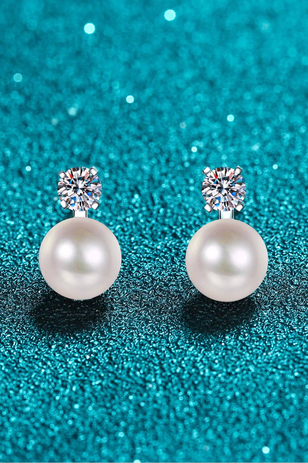 Moissanite Pearl Stud Earrings - Creavibe