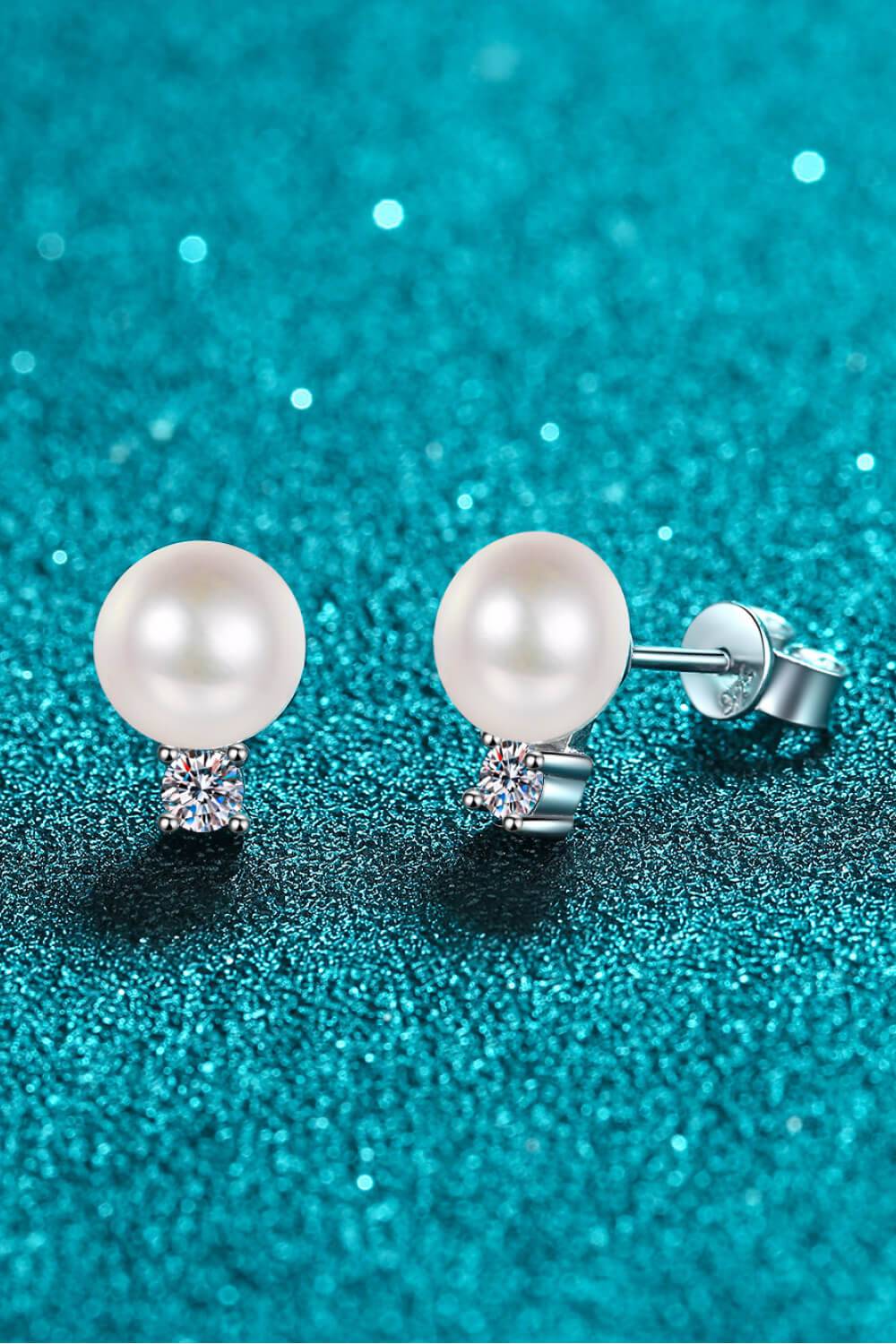 Moissanite Pearl Stud Earrings - Creavibe