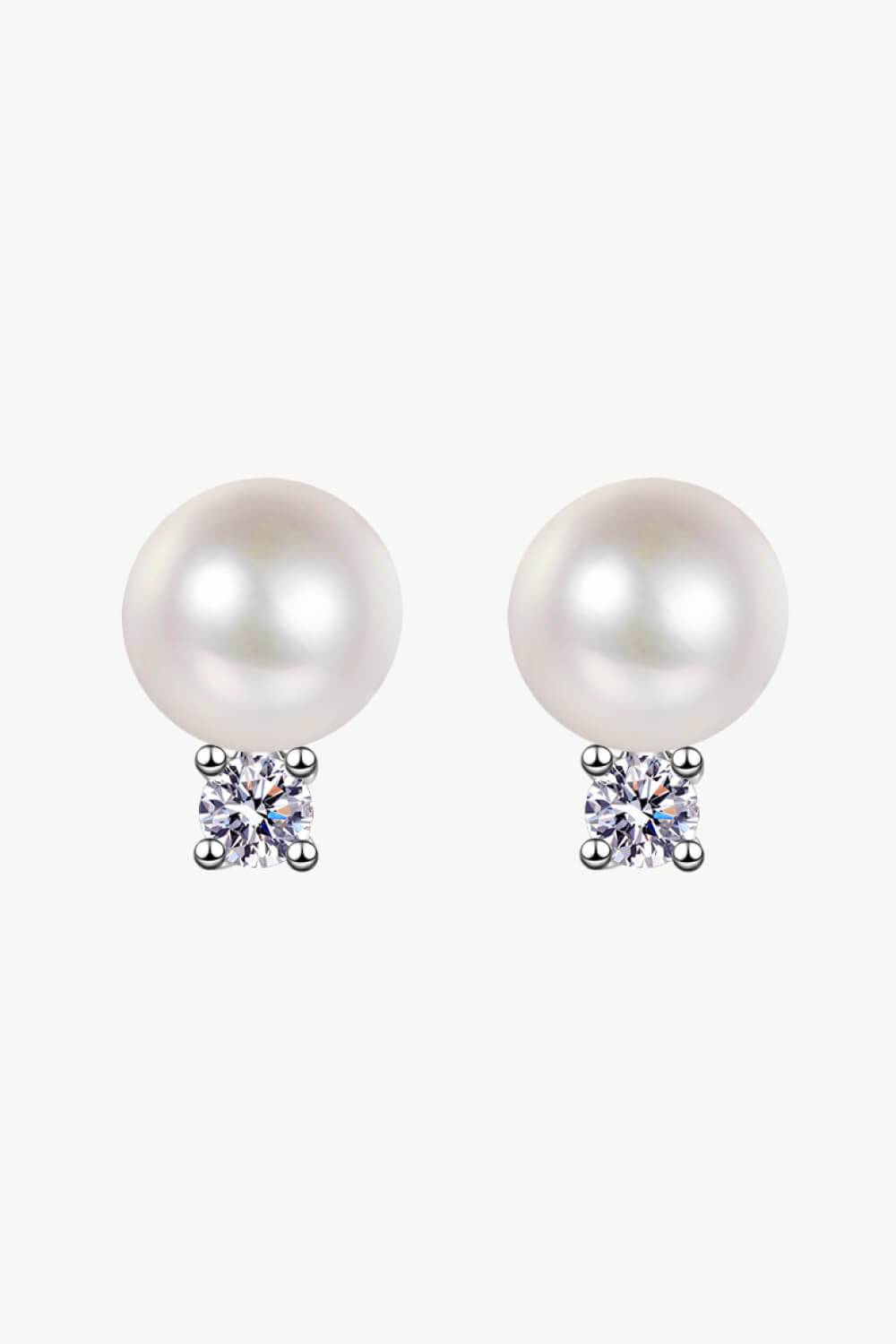 Moissanite Pearl Stud Earrings - Creavibe