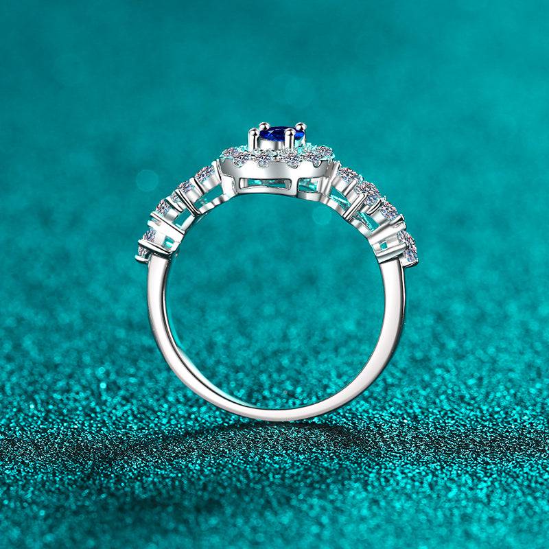 Royal-Inspired Dark Blue Moissanite Ring – 925 Sterling Silver, 0.5 Carat - Creavibe