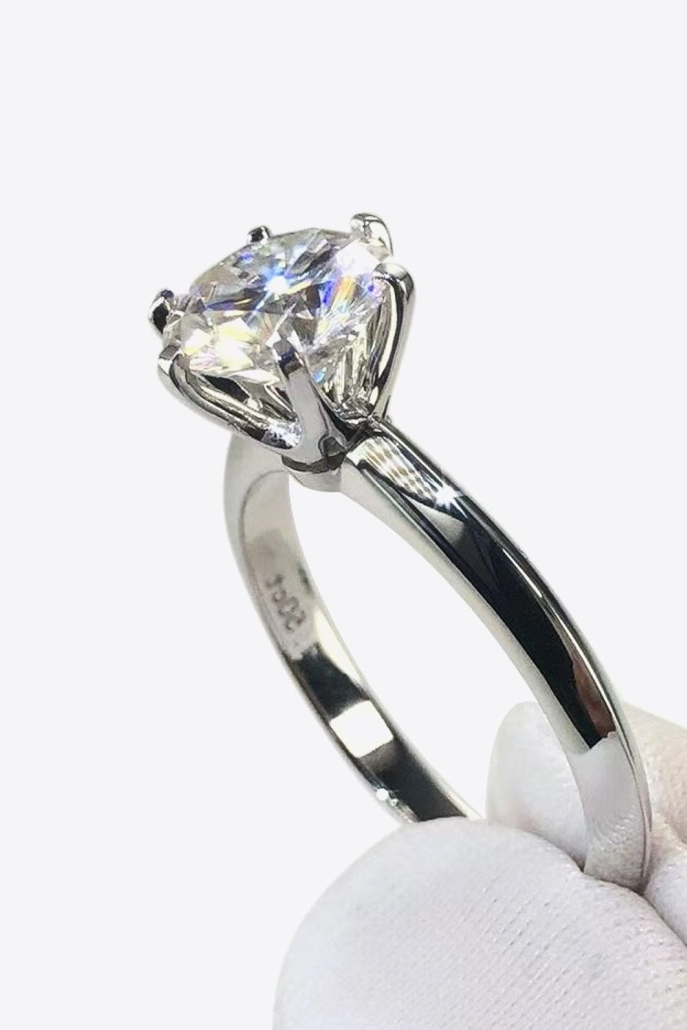 Adored 925 Sterling Silver 3 Carat Moissanite 6-Prong Ring - Creavibe