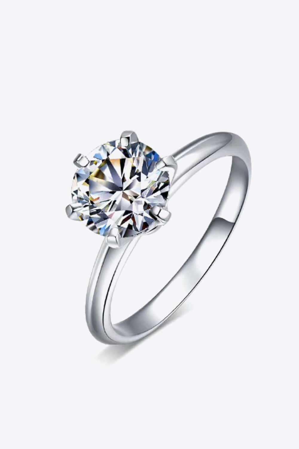 Adored 925 Sterling Silver 3 Carat Moissanite 6-Prong Ring - Creavibe