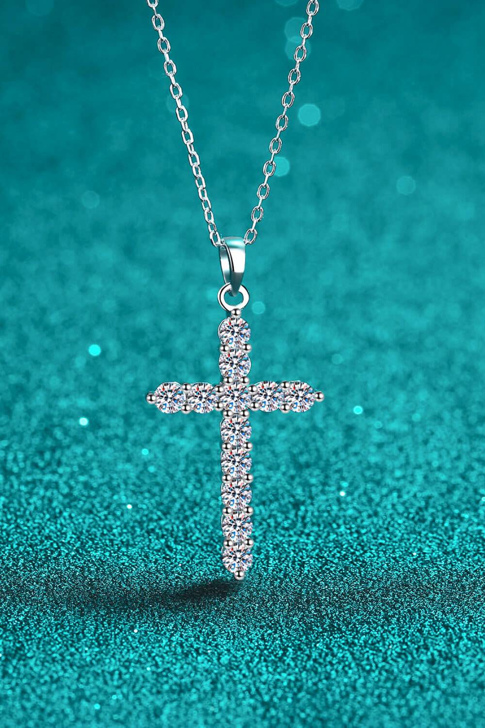 Adored 925 Sterling Silver Cross Moissanite Necklace - Creavibe