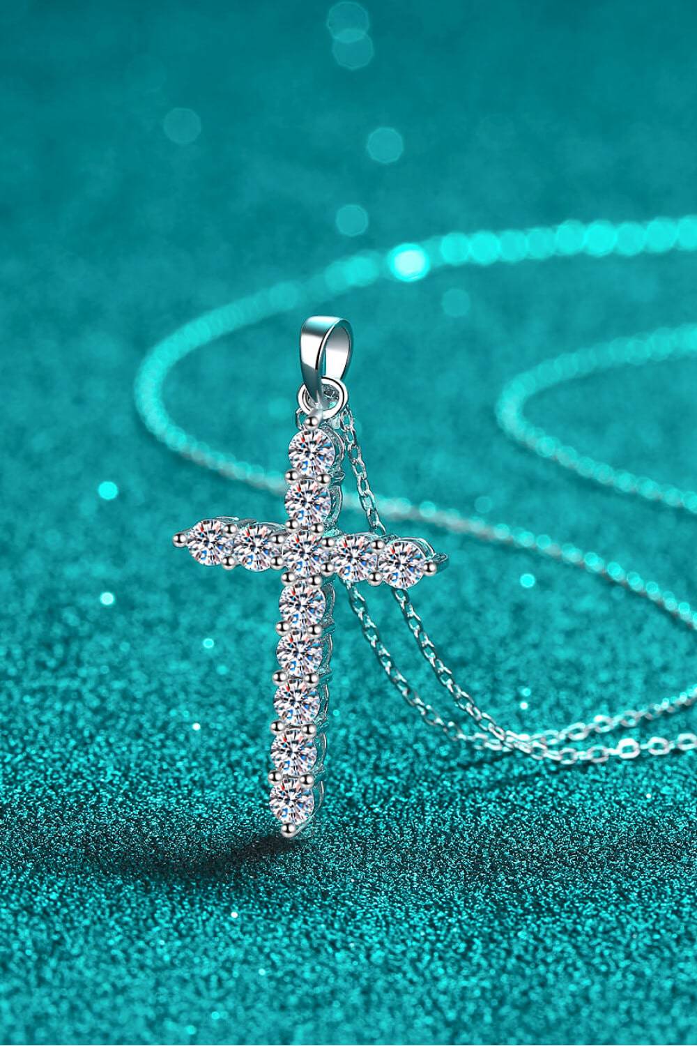 Adored 925 Sterling Silver Cross Moissanite Necklace - Creavibe