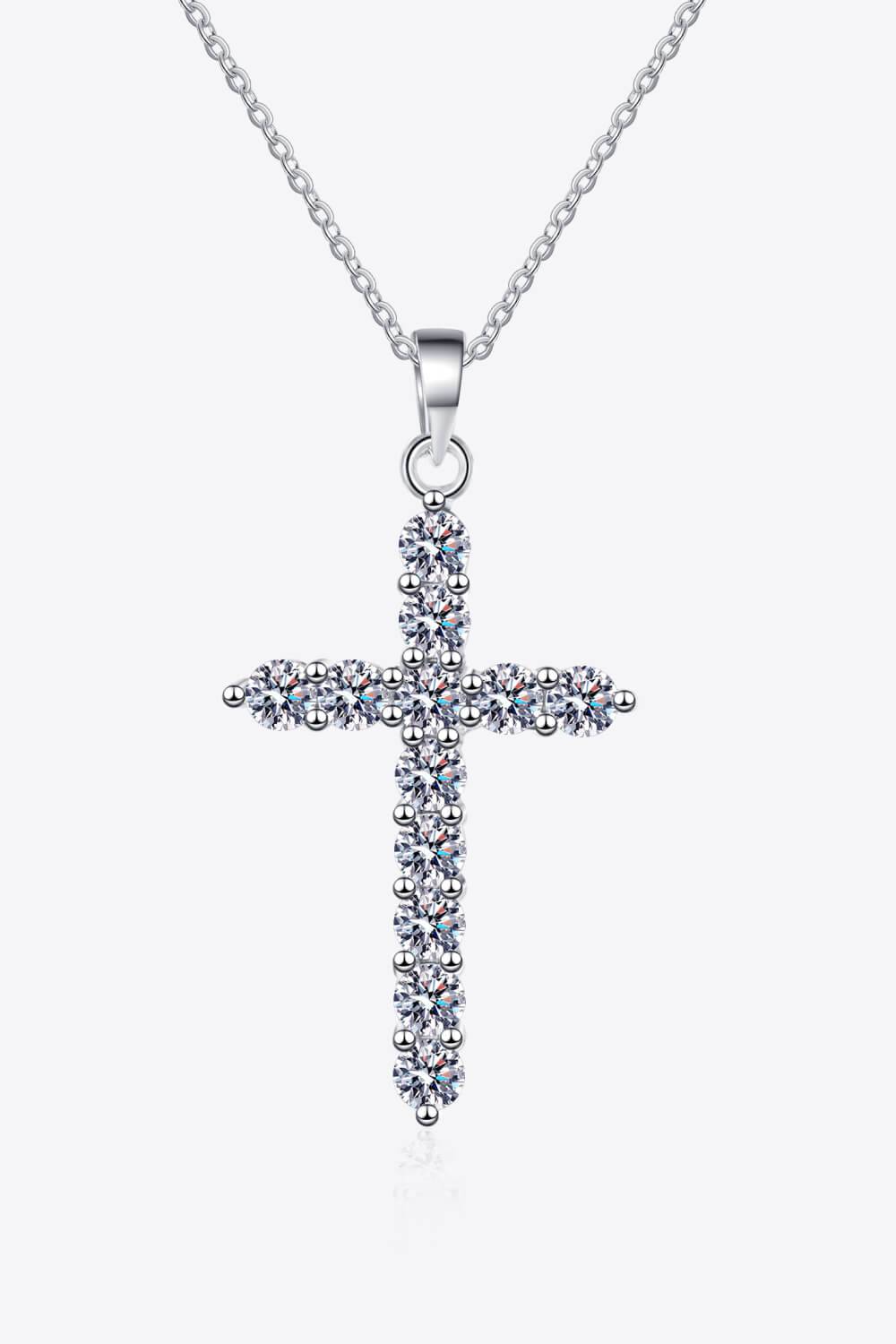 Adored 925 Sterling Silver Cross Moissanite Necklace - Creavibe